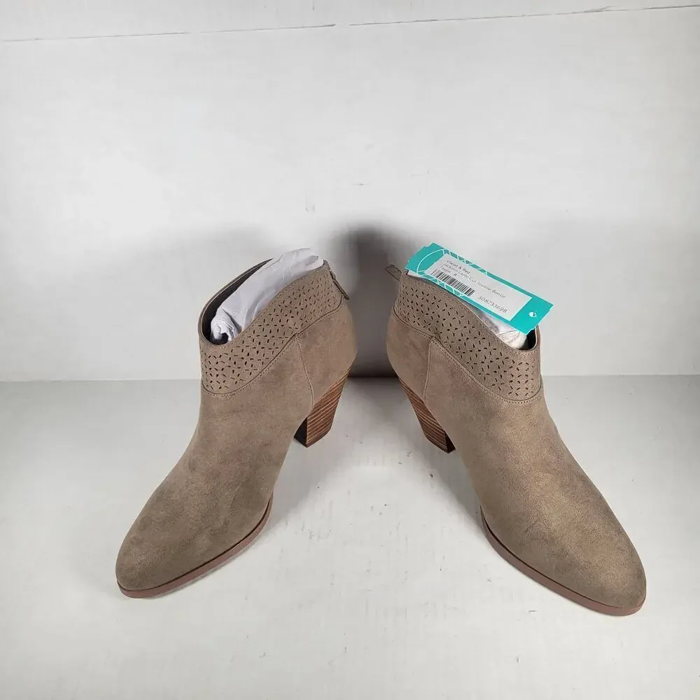 NWT Violet & Red Jackson Lazer Cut Topline Taupe Western Feminine Bootie Size 8